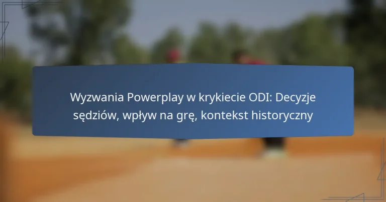 Wyzwania Powerplay w krykiecie ODI: Decyzje sędziów, wpływ na grę, kontekst historyczny