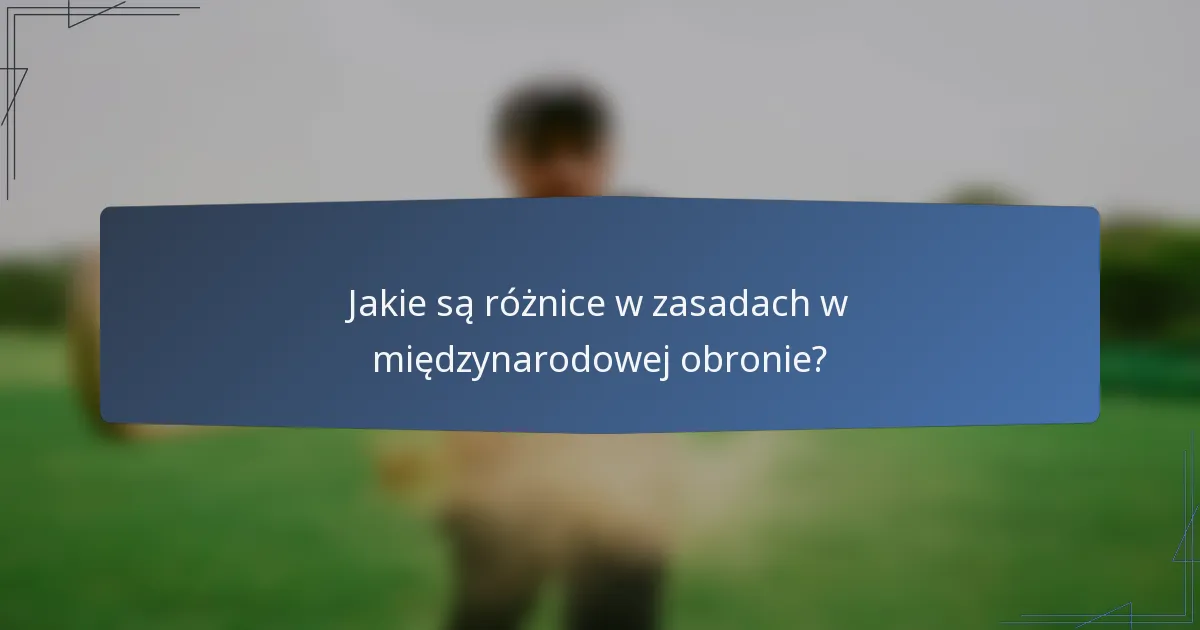 Jakie są różnice w zasadach w międzynarodowej obronie?